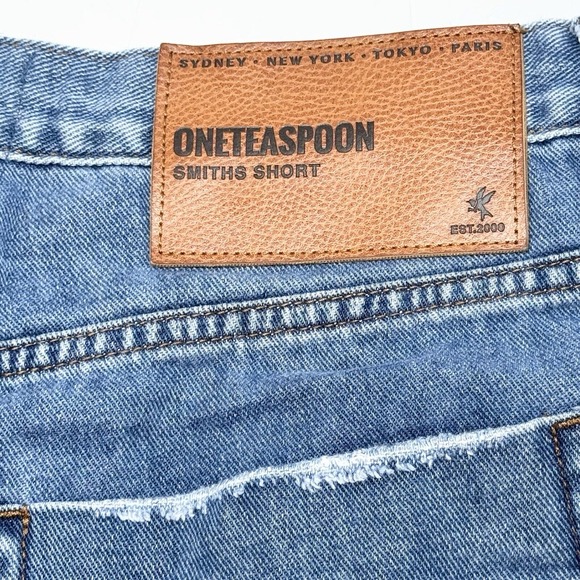 One Teaspoon Smiths Tailored Low Waist Denim Shorts Size 29 Festival Grunge - Picture 3 of 12